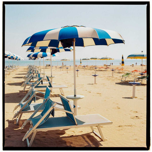 Blue Beach Umbrellas Italy Wall Art | Rimini Beach Photo Giclée Rue Paradis Art Prints