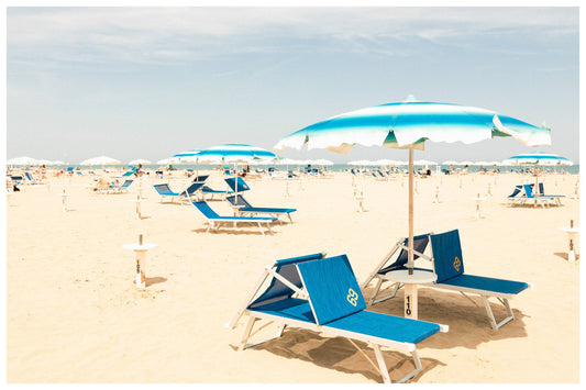 Rimini Beach Wall Art – Blue Sun Umbrellas | Coastal Decor